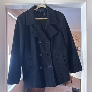 Anne Klein Black Double-Breasted Wool Pea Coat.  Great condition! Sz. XL.